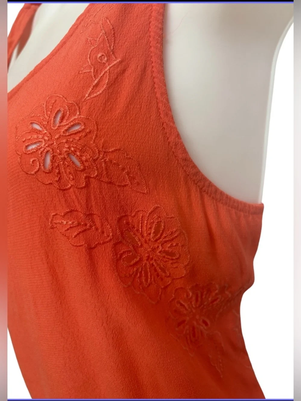 Eyeshadow Y2K Coral Embroidered Floral Tank Top Boho Indie Festival Women S - Picture 3 of 7